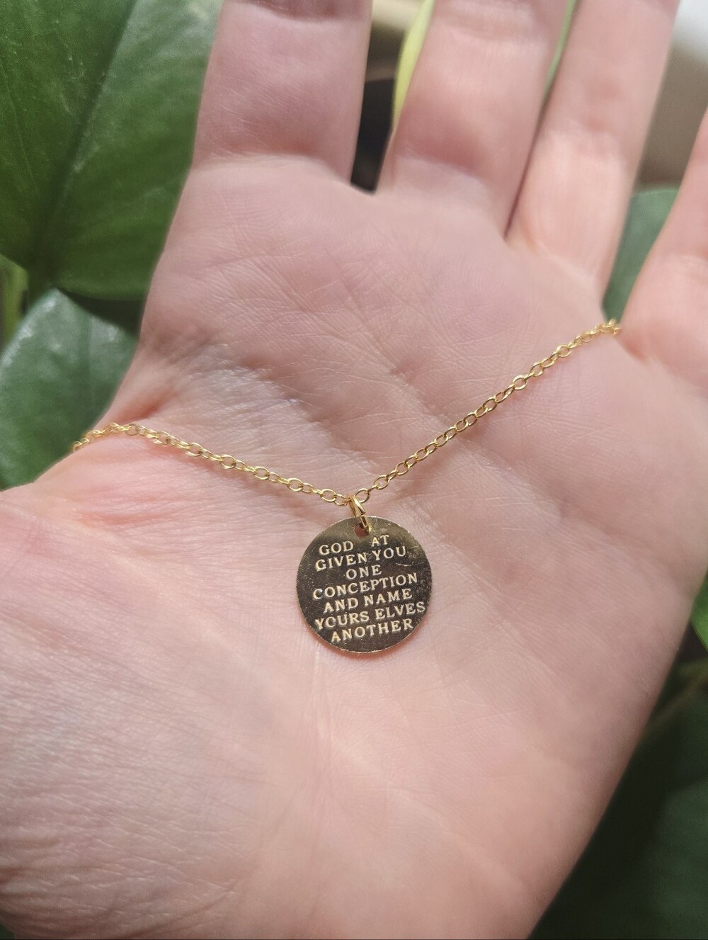 Vintage Christian Dainty Inspirational Quote Necklace Engraved Message Necklace
